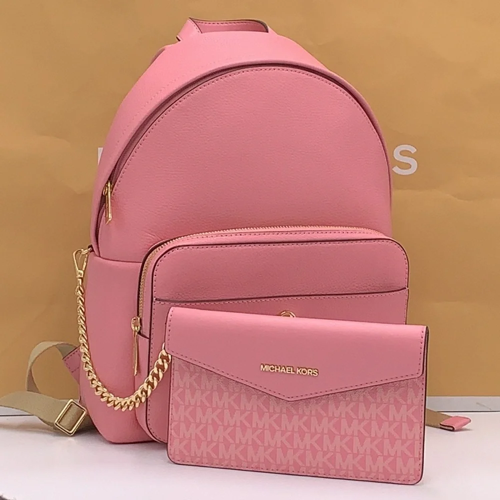 MICHAEL KORS Maisie Medium Pebbled Leather 2-in-1 Backpack Carnation NWT